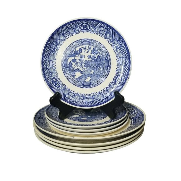 SCIO  Other - Vintage SCIO Lot of 8 Blue Willow Plates 4 Salad Plates 4 Dinner Plates